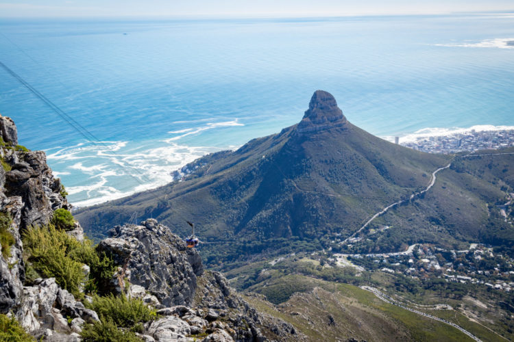 Table Mountain aerial, Cape Town South Africa, mountain climbing in africa