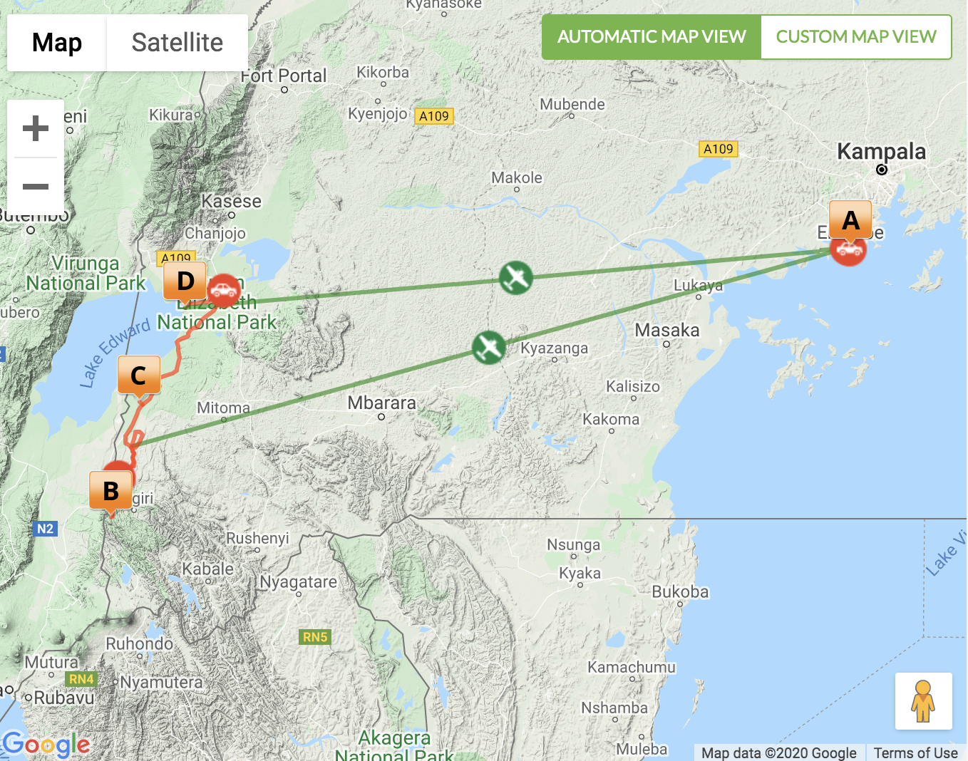 Ultimate Uganda gorilla, chimp and wildlife safari map