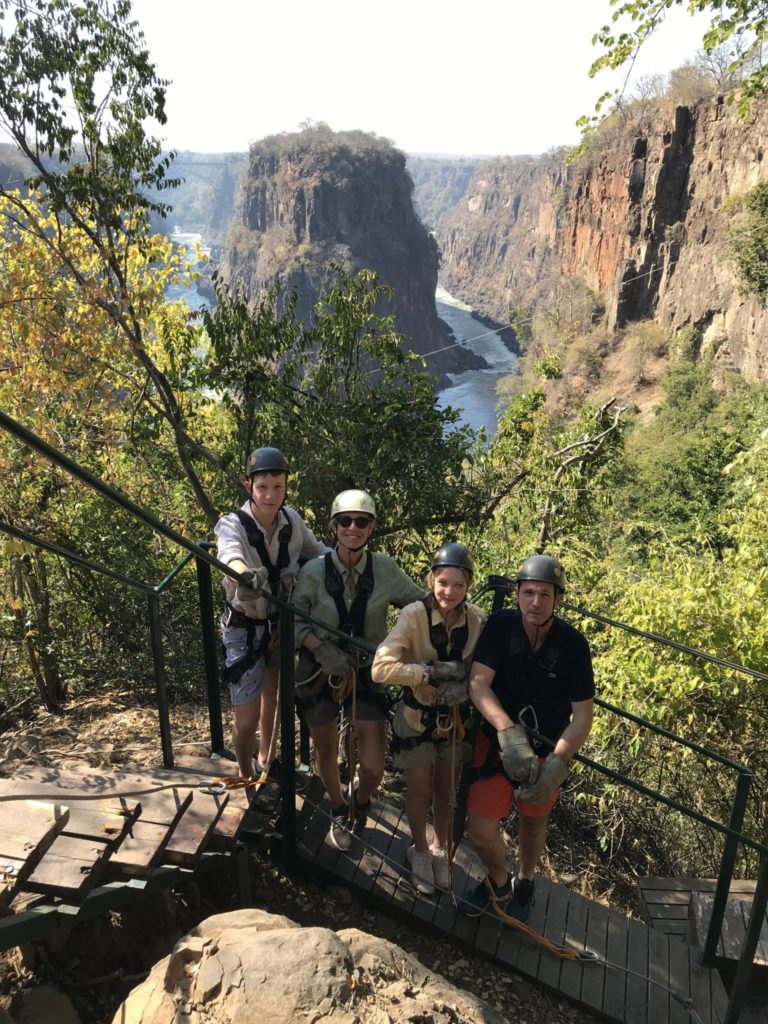 Quinn family tsafari Victoria Falls ziplining