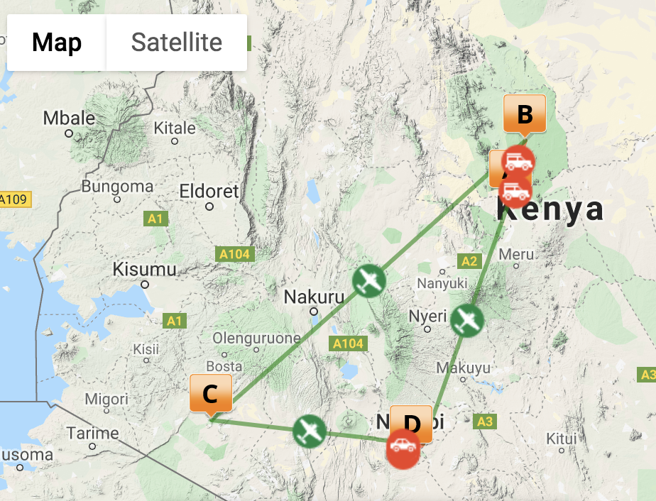 Kenya conservation & culture map itinerary