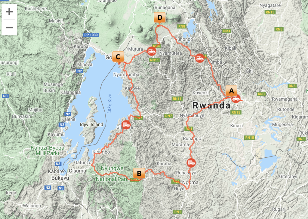 Map beauty and beast rwanda itinerary page