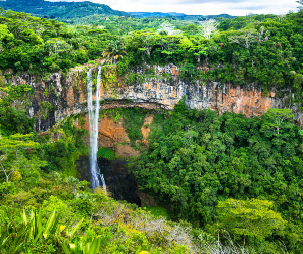 waterfall of charamel mauritius canva image
