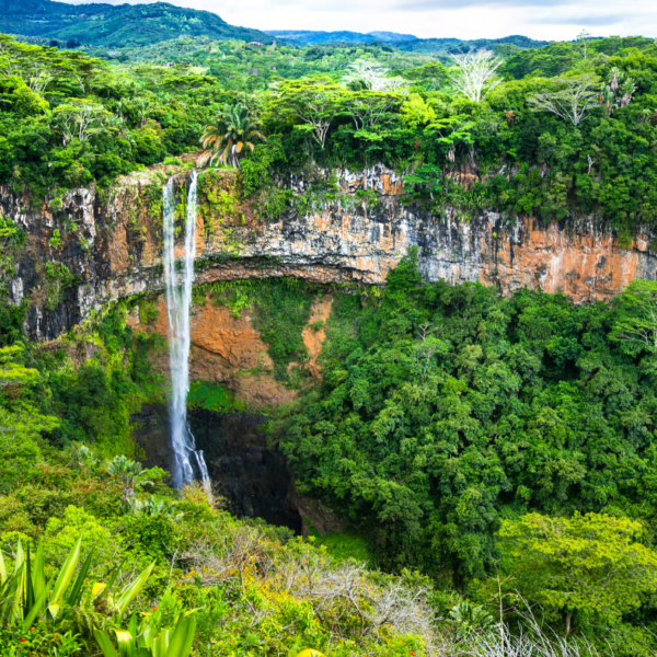 waterfall of charamel mauritius canva image