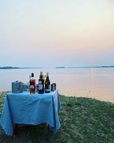 Tembo plains luxury safari island sunset