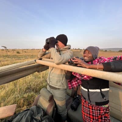 jono kenya binocluars and Maasai guide