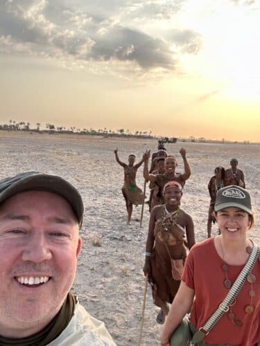 Luke Holden family review Botswana family safari selfie with san bushmen