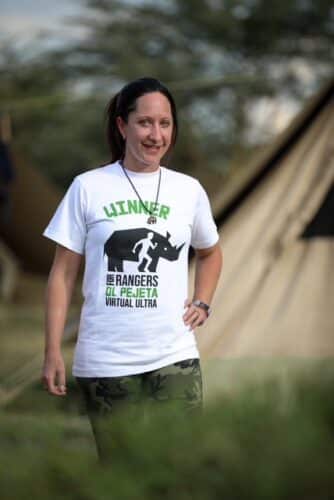 Melissa singleton running for rhino Kenya Ol Pejeta conservation safari running africa