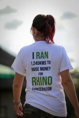 Melissa singleton running for rhino Kenya Ol Pejeta conservation safari running africa