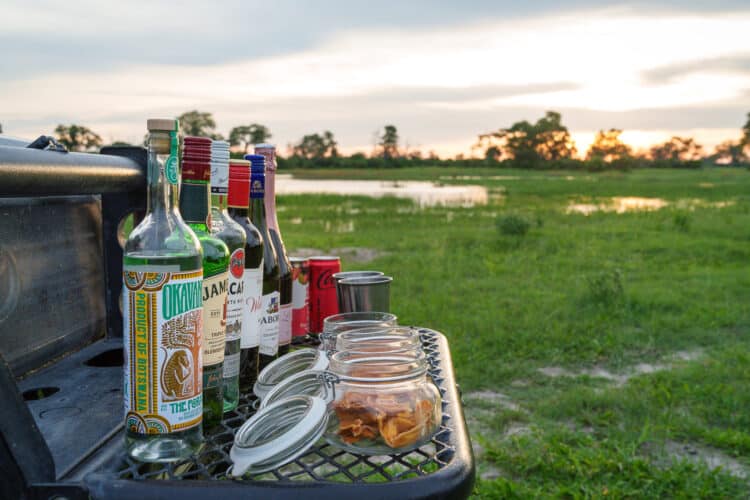 sundowner set up Okavango delta