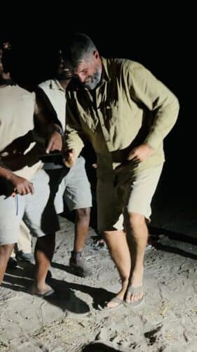 Great guides even tells tories with presentations in the middle of the bush! Beagle Expeditions owner Simon a great guide and better storyteller And he can dance Danica photo