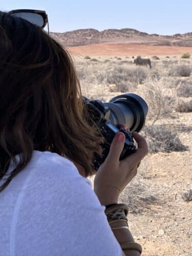 danica wilson photographing desert rhino Kaokoland DW trip 2023