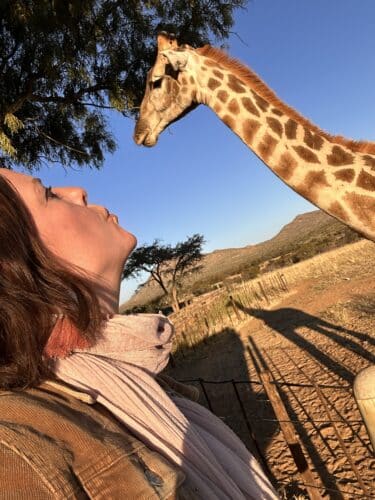 danica and giraffe namibia